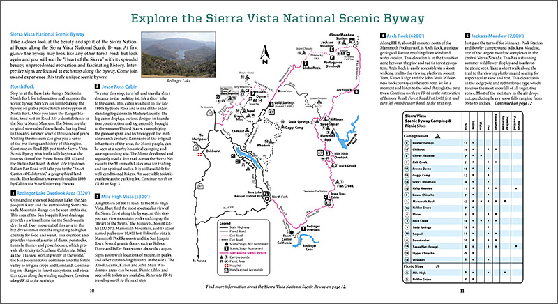 2-page spread from Sierra National Forest Guide